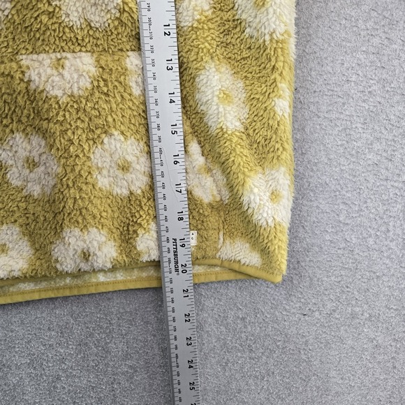 Billabong Women Sweatshirt L Yellow Floral Fleece Quarter Zip Time Off - Picture 6 of 9